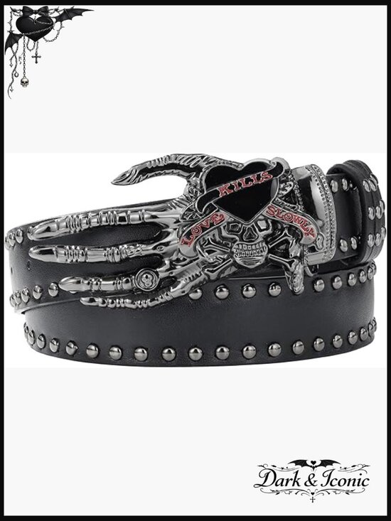 Gothic Skull Head Leather Buckle Belt Punk Skeleton Metal Buckle for Jeans